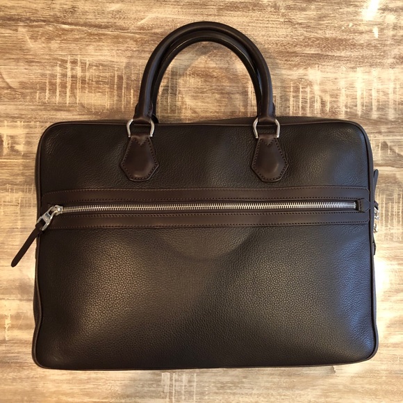 New Authentic Dunhill Boston Full-Grain Classic Brown Leather Fashion Briefcase - Picture 6 of 16